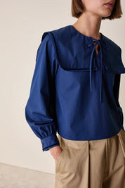 Sailor top in cotone con profili in velluto
