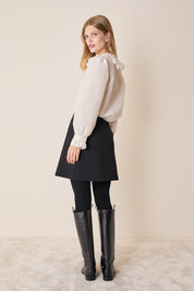 Silk shirt with ruffled collar