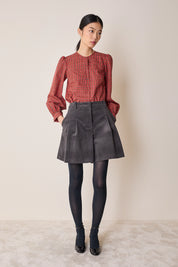 Camicia girocollo con maniche a sbuffo