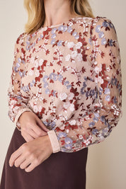 Top in tulle ricamato