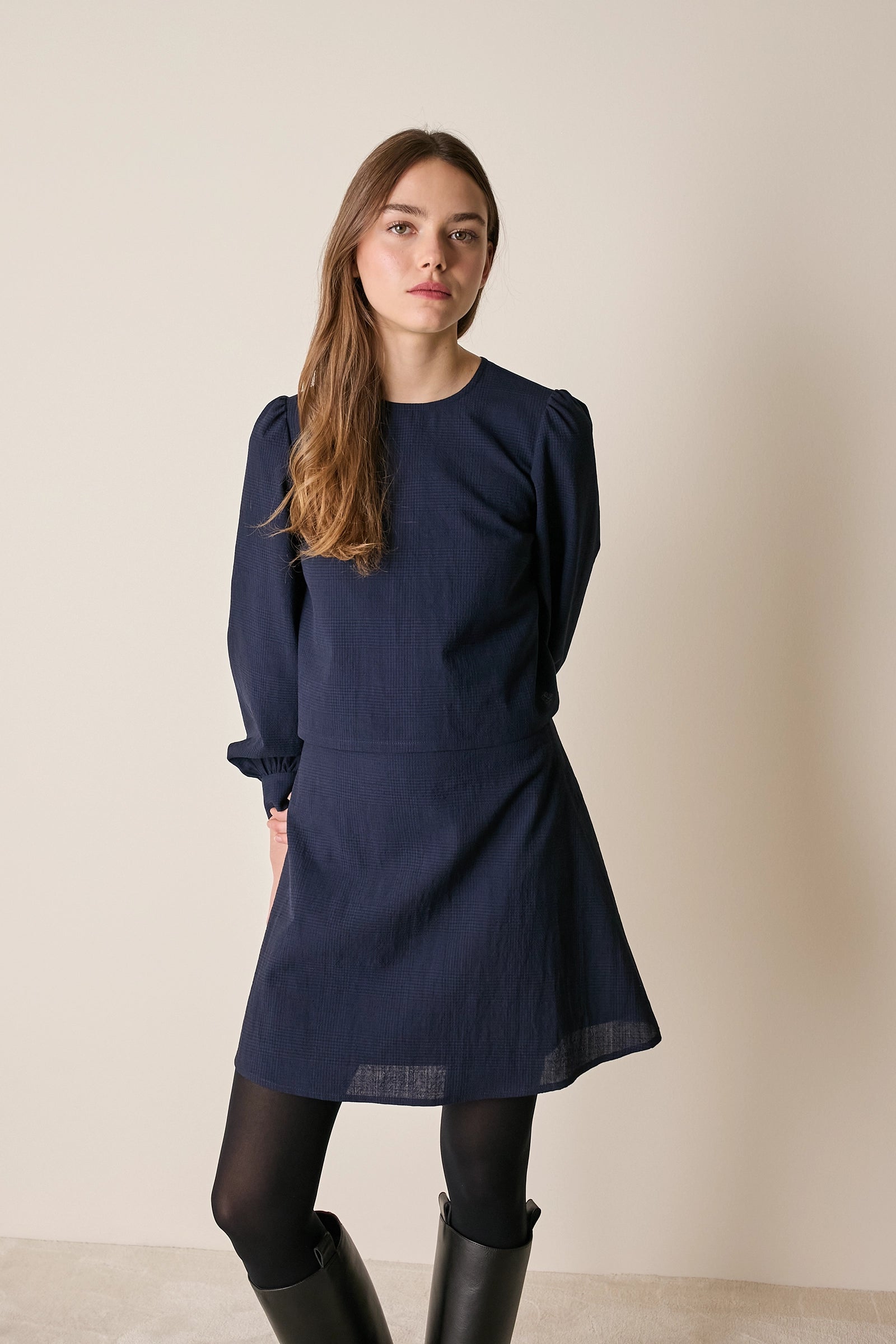 Blusa tartan in lana vergine