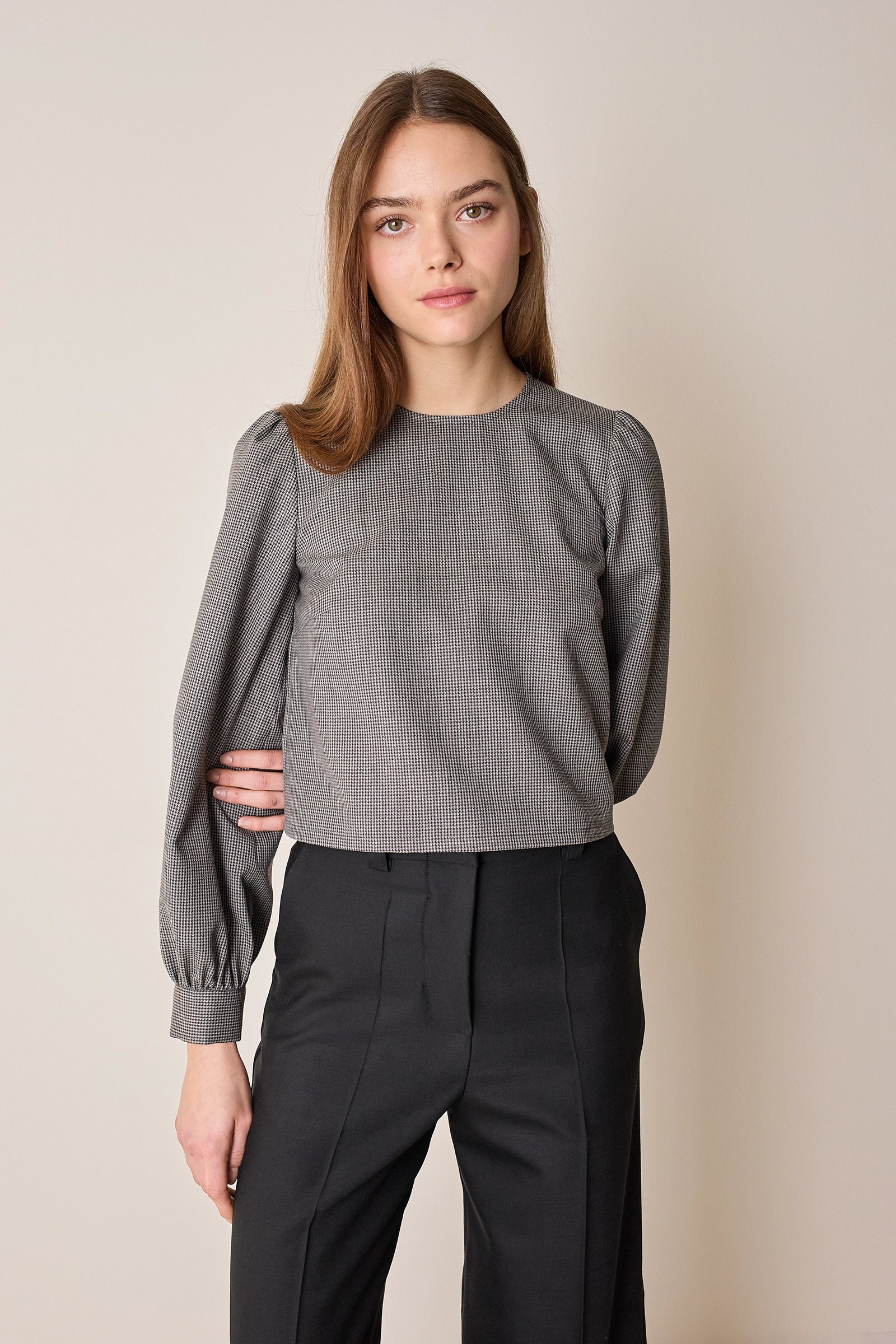 Blusa tartan in lana vergine