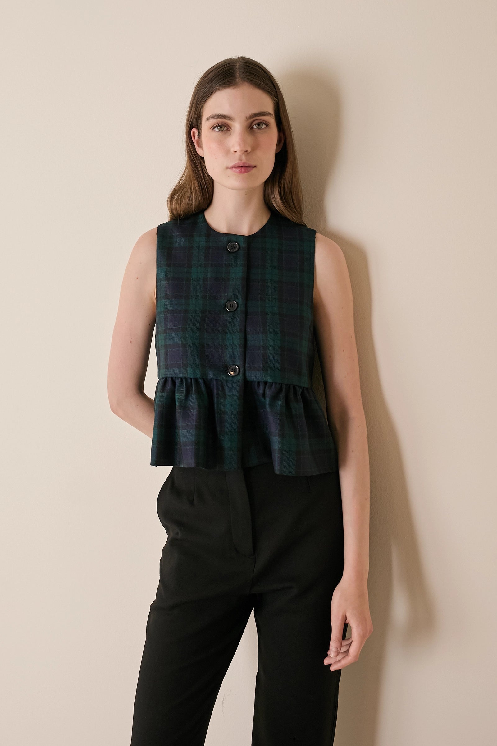 Peplum tartan top
