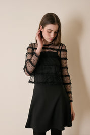 Top in tulle con volant