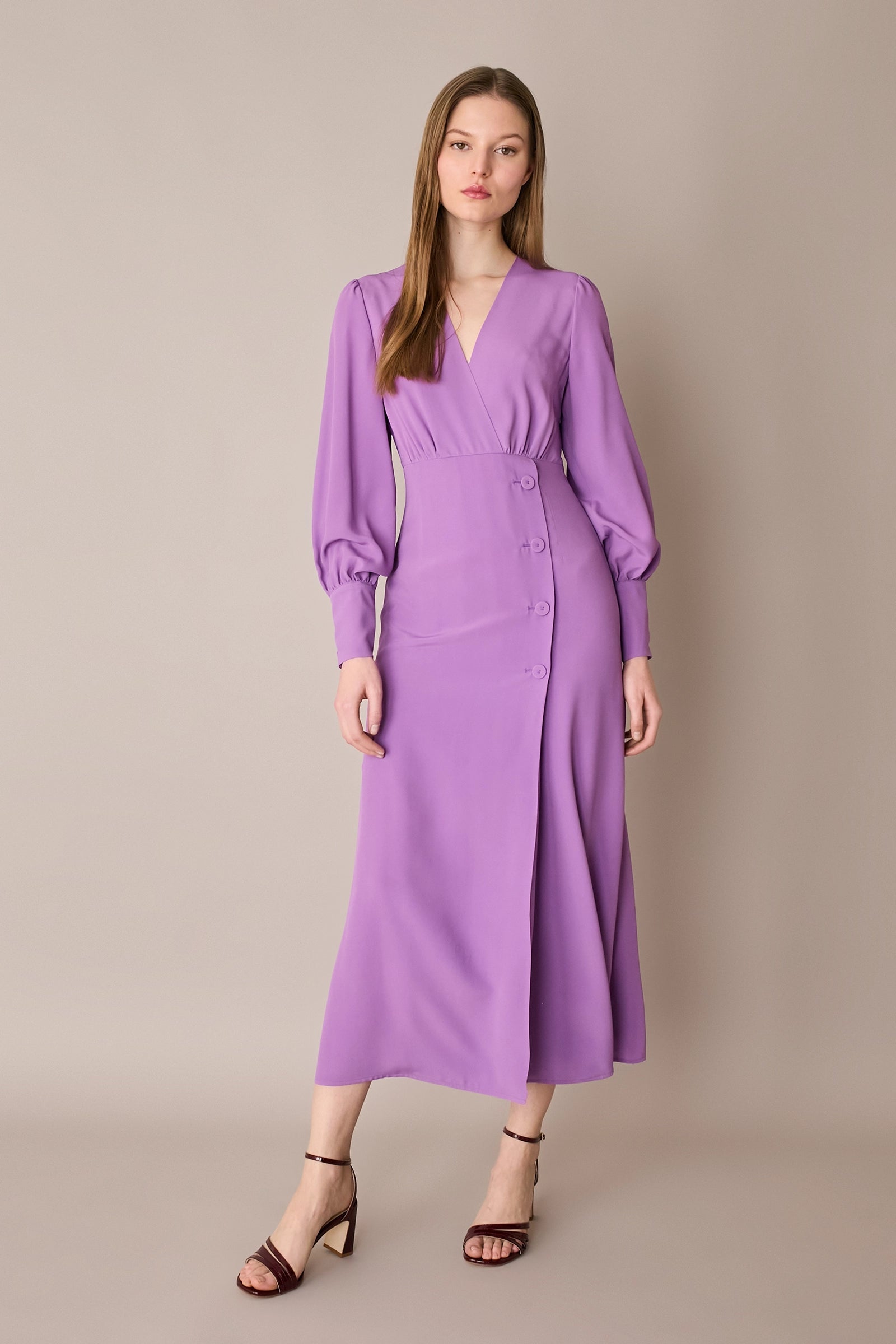 Abito lungo in blend di seta