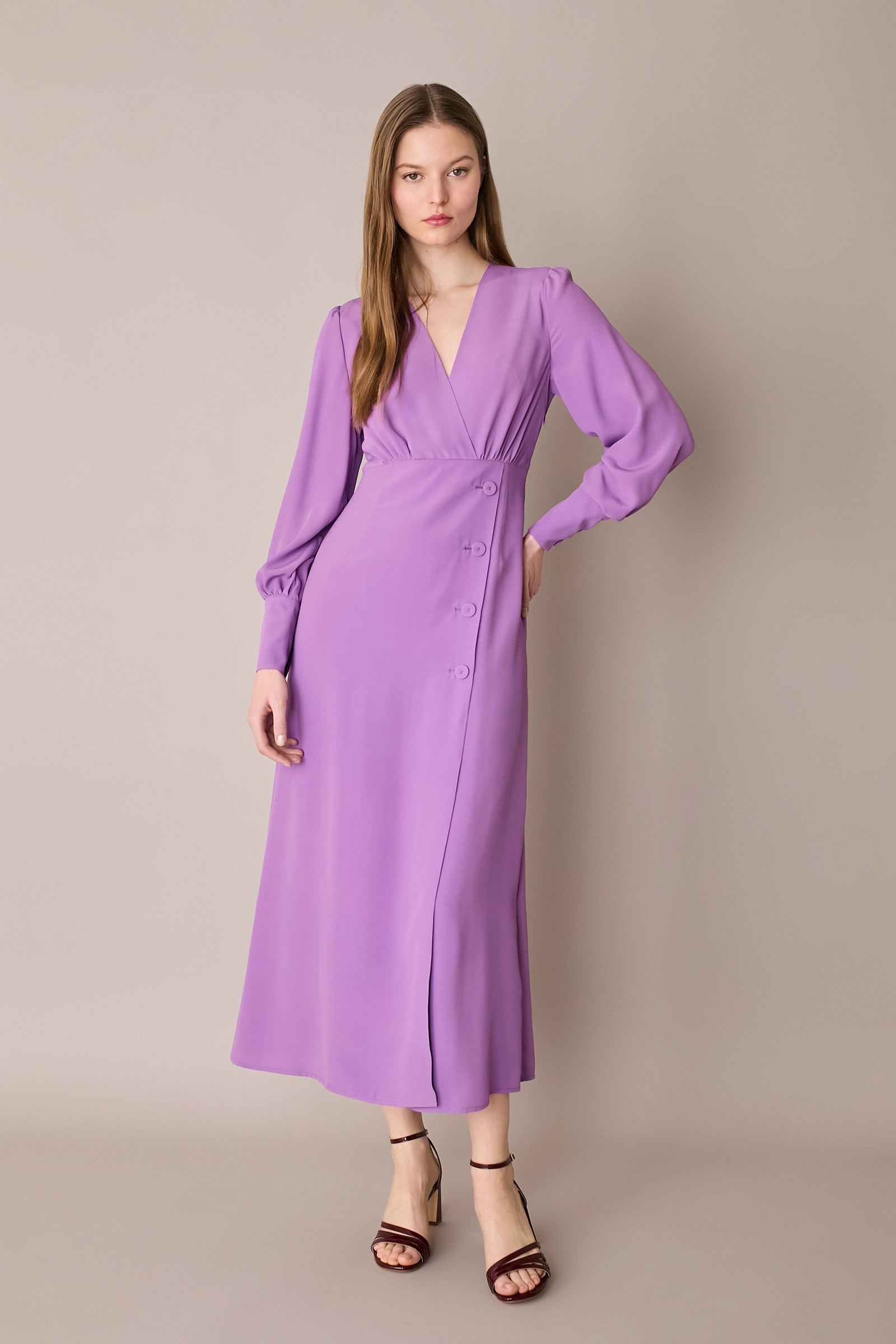 Abito lungo in blend di seta