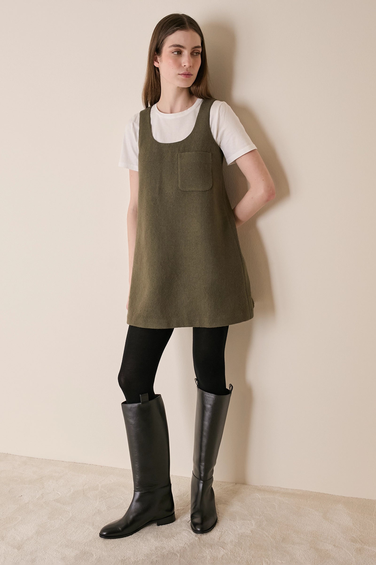 Virgin wool A-line dress