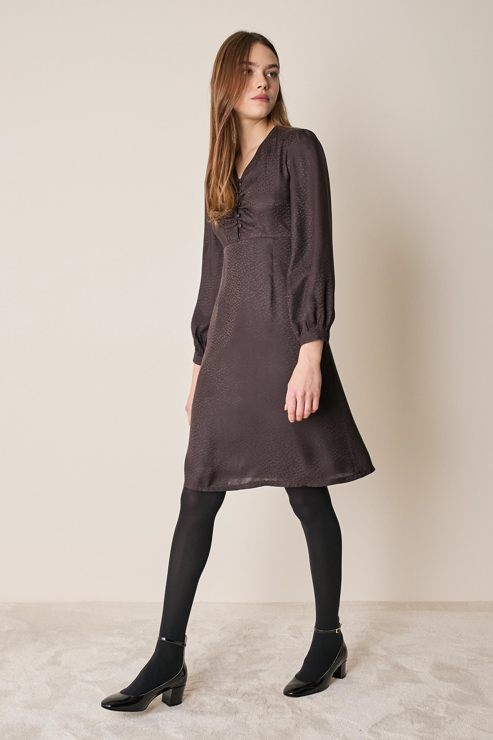 Silk-blend jacquard dress