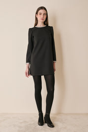 Wool dress with metallic trim