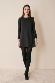 Wool dress with metallic trim