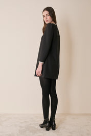 Wool dress with metallic trim