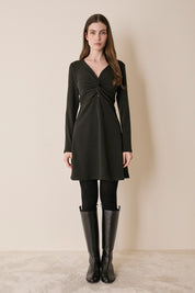 Abito in jersey di lana con scollo incrociato