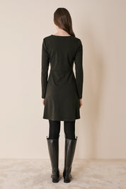 Abito in jersey di lana con scollo incrociato