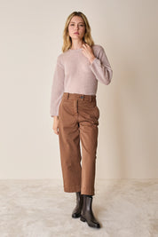 Pantaloni cropped con vita elastica