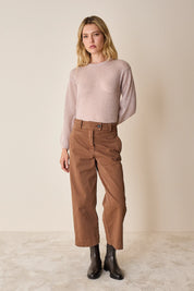 Pantaloni cropped con vita elastica