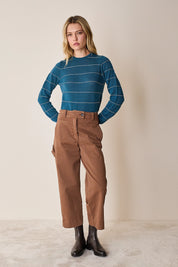 Pantaloni cropped con vita elastica