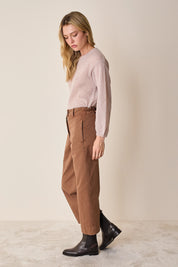Pantaloni cropped con vita elastica