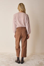Pantaloni cropped con vita elastica