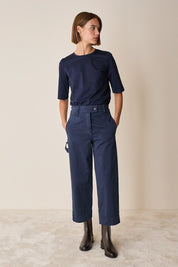 Pantaloni cropped con vita elastica