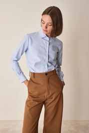 Pantaloni a vita alta in lana vergine