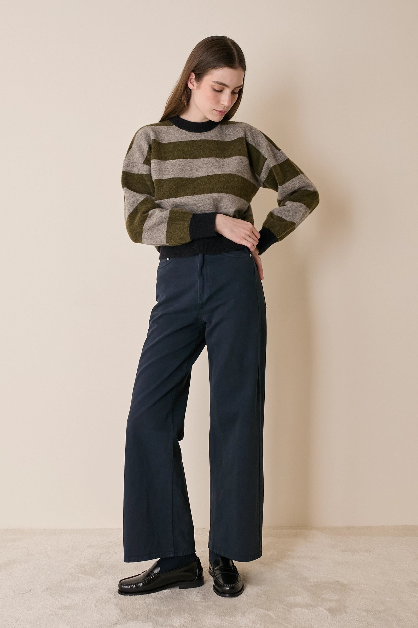 Stretch cotton gabardine trousers