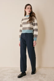 Stretch cotton gabardine trousers