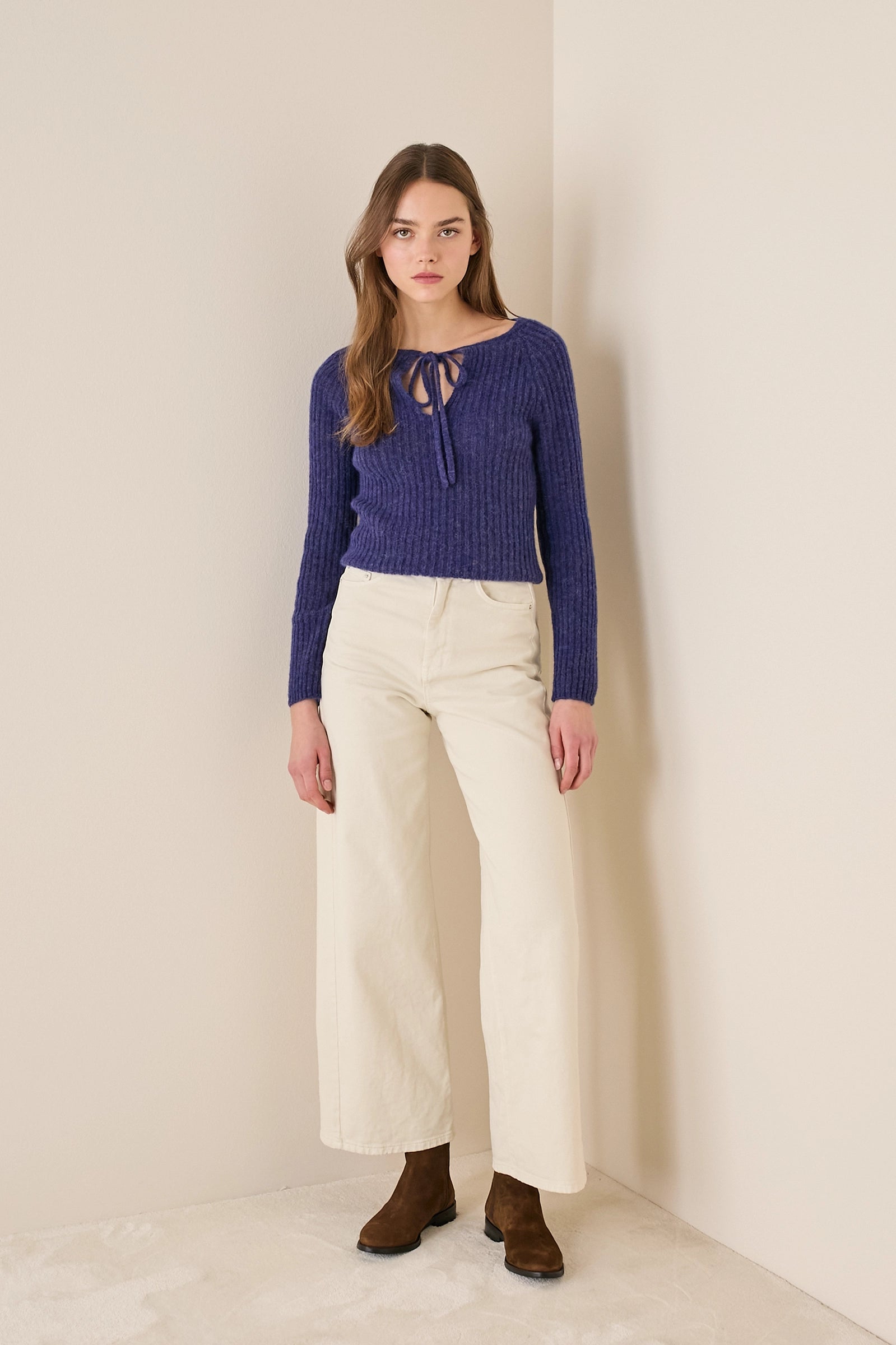 Stretch cotton gabardine trousers