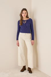 Stretch cotton gabardine trousers