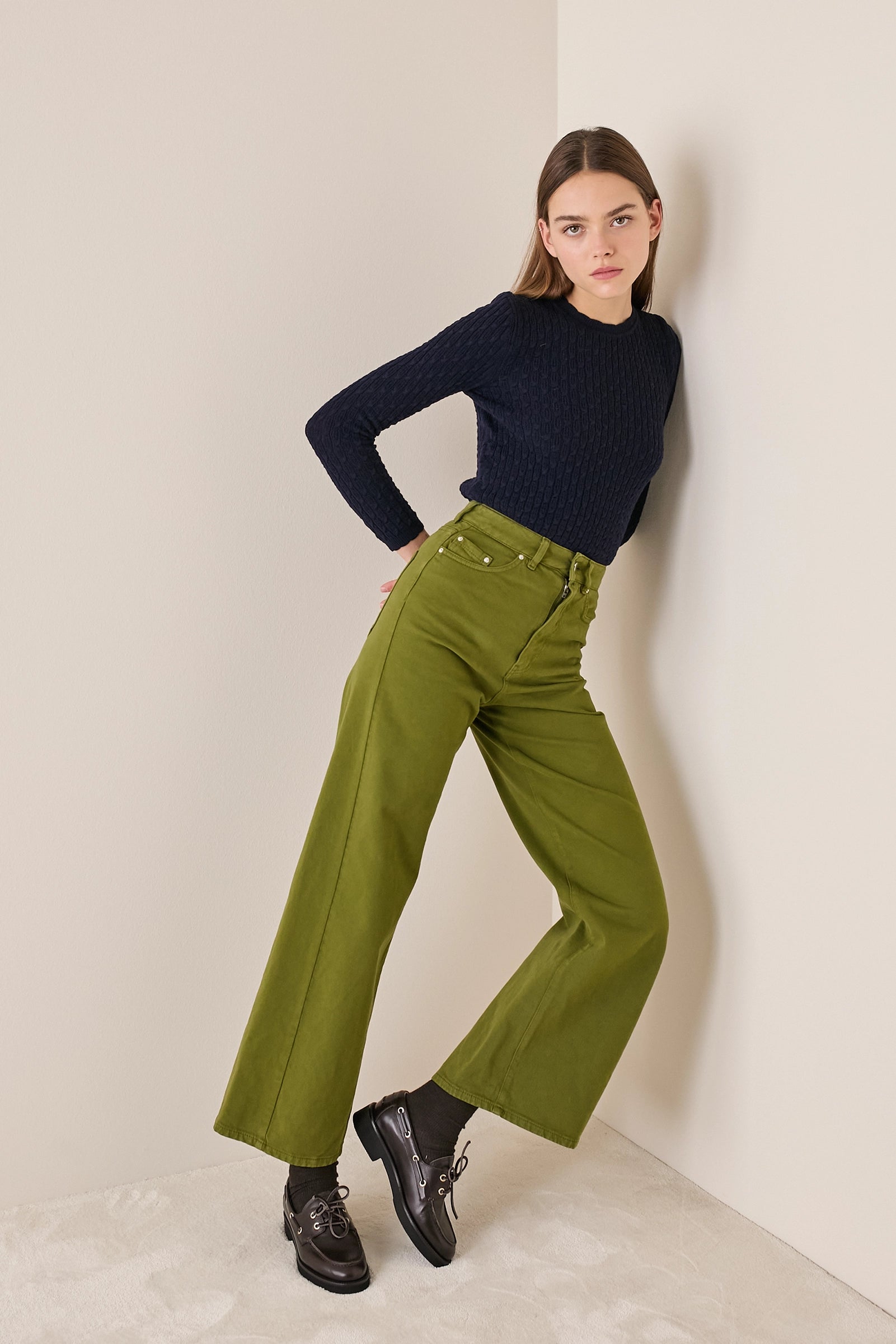 Stretch cotton gabardine trousers