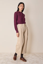 Cotton gabardine trousers with pleats
