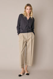 Cotton-blend wide-leg trousers
