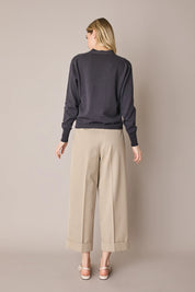 Cotton-blend wide-leg trousers