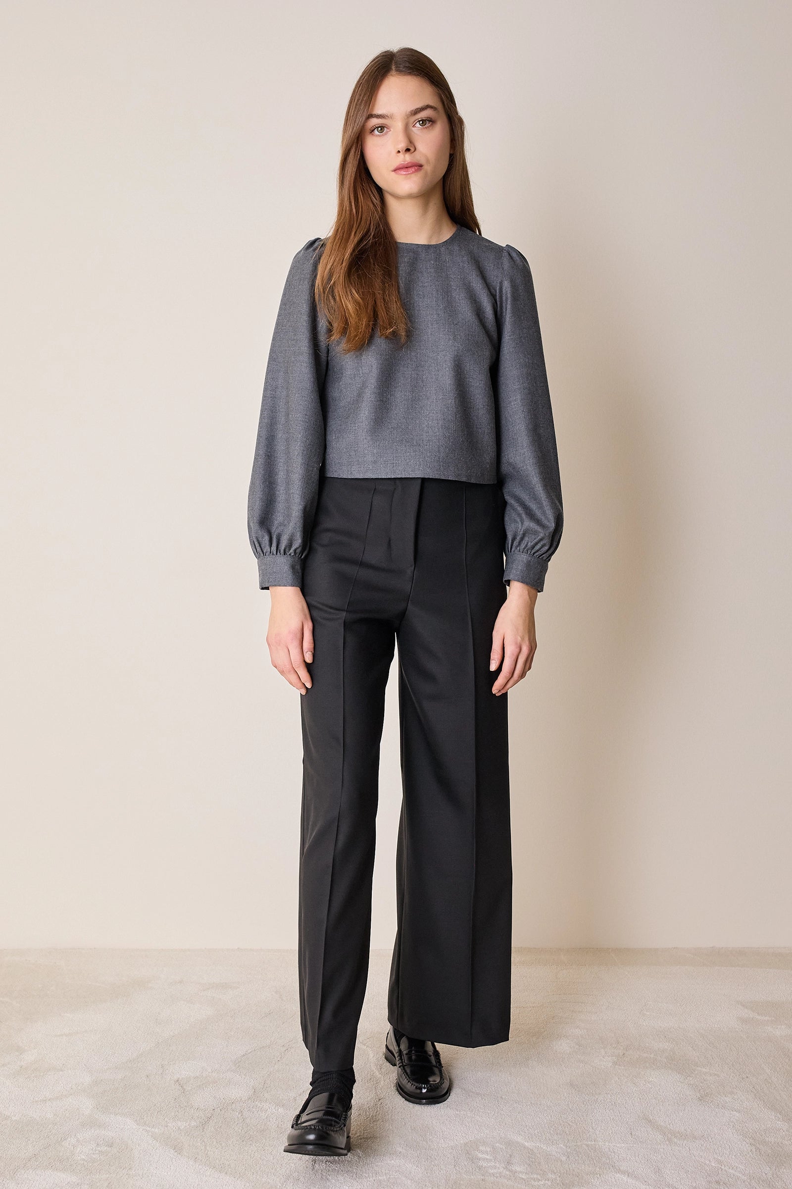 Pleated virgin wool trousers