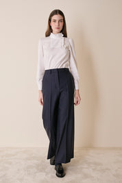 Pleated virgin wool trousers