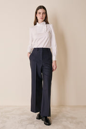 Pleated virgin wool trousers