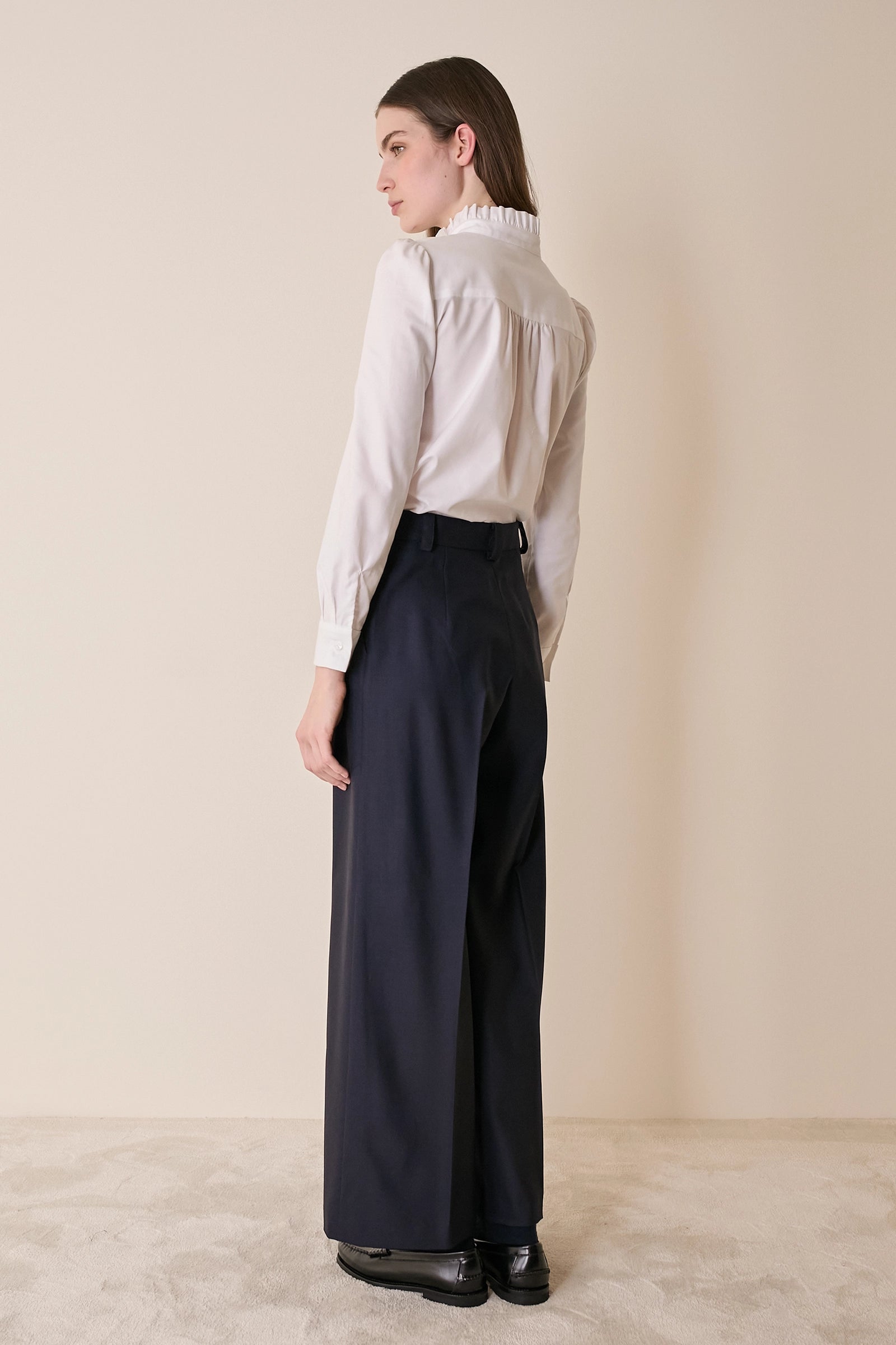 Pleated virgin wool trousers