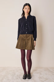 Corduroy A-line shorts with front pleats