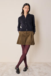 Corduroy A-line shorts with front pleats