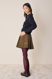 Corduroy A-line shorts with front pleats