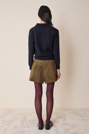 Corduroy A-line shorts with front pleats