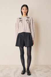 Pantaloni corti in cotone con pinces