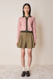 Pantaloni corti in cotone con pinces