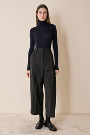 Wool-blend wide-leg trousers