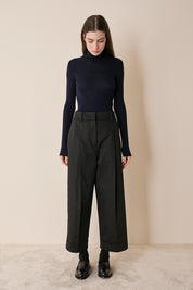 Wool-blend wide-leg trousers