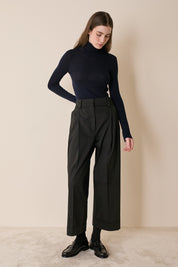 Wool-blend wide-leg trousers