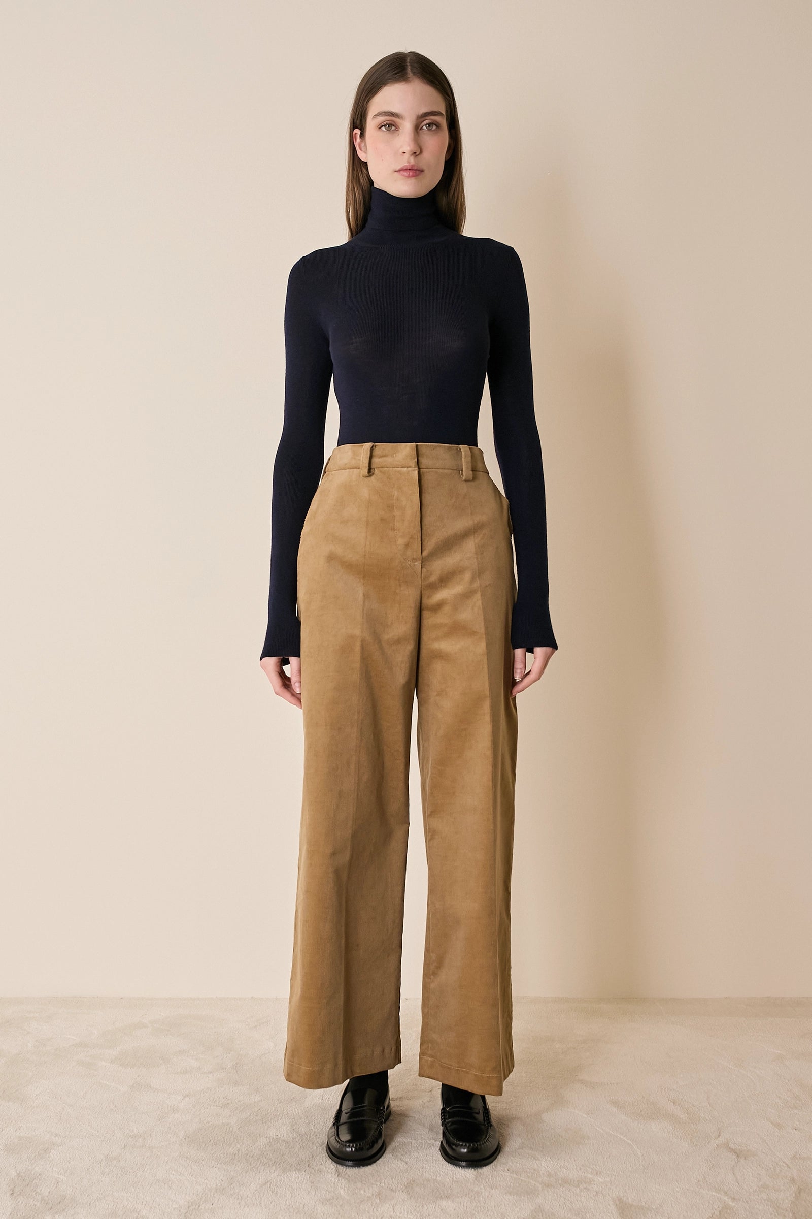 Pantaloni wide-leg in velluto a coste