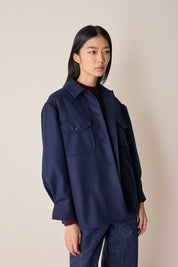 Wool jacket with balloon sleeves.