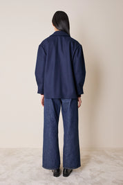 Wool jacket with balloon sleeves.