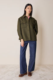 Wool jacket with balloon sleeves.