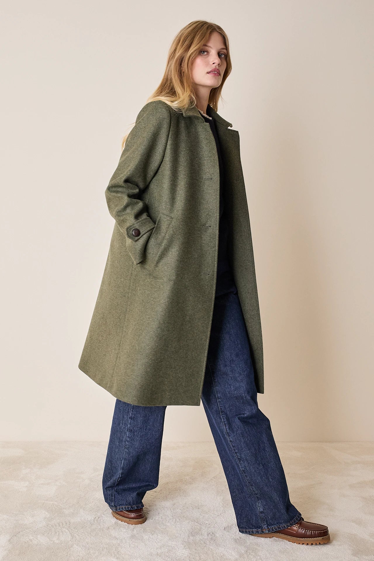 Loden-style virgin wool coat